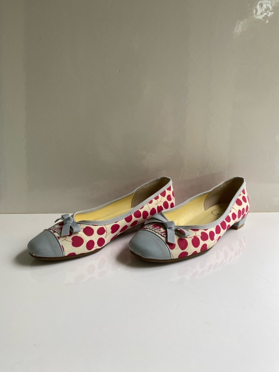 Shoes - Cute cherry ballet flats with blue patent leather accents